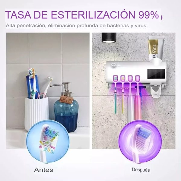 Dispensador Automatico de Pasta Dental con Esterilizador UV y Porta Cepillos