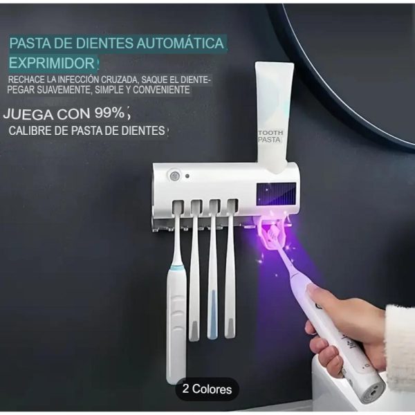 Dispensador Automatico de Pasta Dental con Esterilizador UV y Porta Cepillos