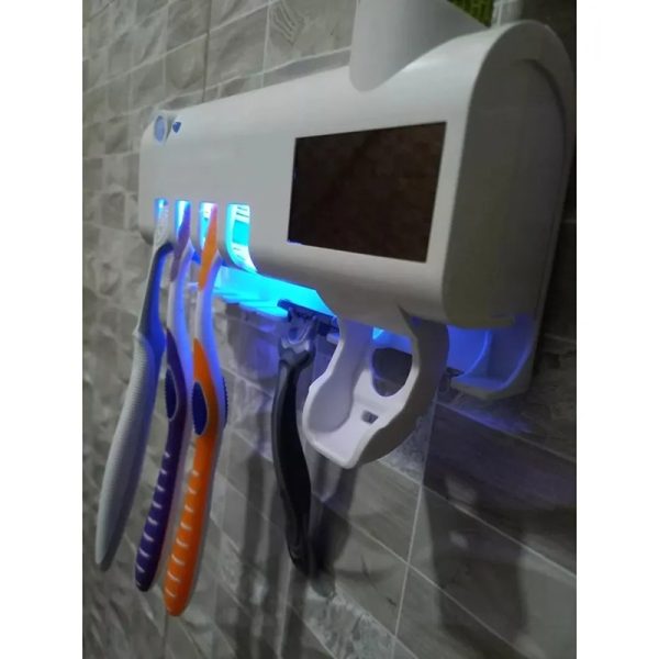 Dispensador Automatico de Pasta Dental con Esterilizador UV y Porta Cepillos