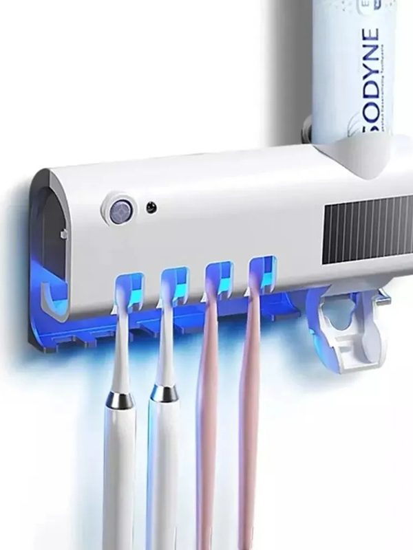 Dispensador Automatico de Pasta Dental con Esterilizador UV y Porta Cepillos