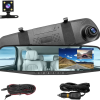 Camara Espejo Retrovisor con Doble Camara de Grabacion Frontal y Reversa para Carro