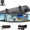 Camara Espejo Retrovisor con Doble Camara de Grabacion Frontal y Reversa para Carro