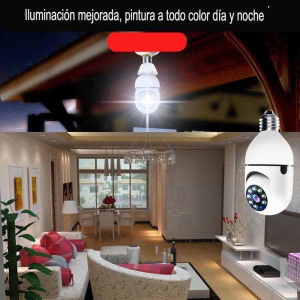 Foco Cámara Giratorio 360° de Seguridad Inteligente Con Visión Nocturna y Altavoz