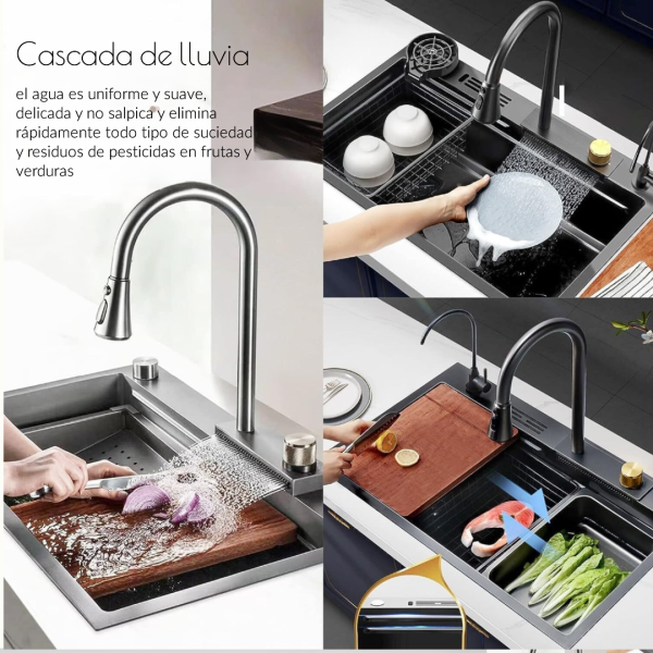Fregadero de Cocina Multifuncional de Acero Inoxidable
