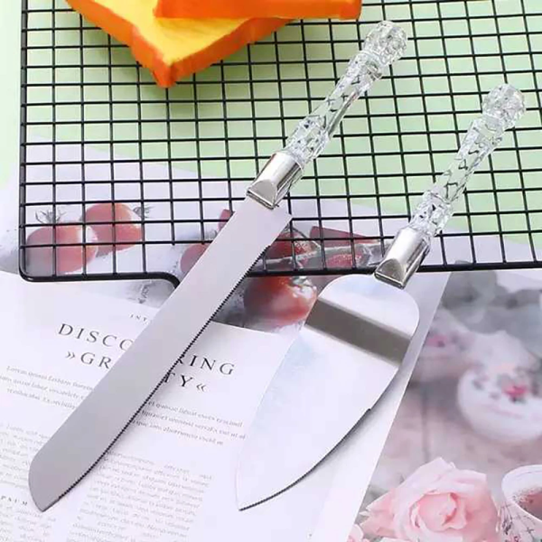 Juego de cuchillo y espátula de acero inoxidable para pastel