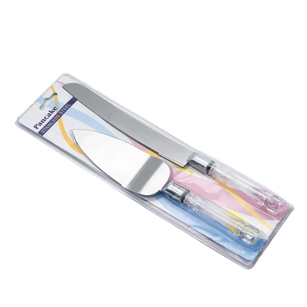 Juego de cuchillo y espátula de acero inoxidable para pastel