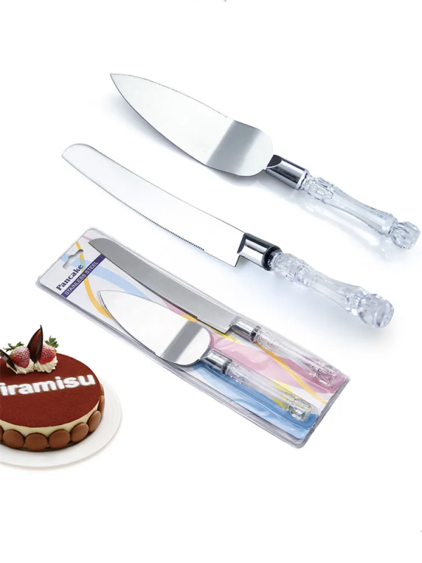 Juego de cuchillo y espátula de acero inoxidable para pastel