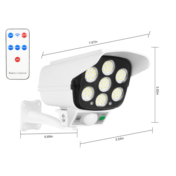 Lampara Foco Led con Panel Solar y Sensor de Movimiento + control