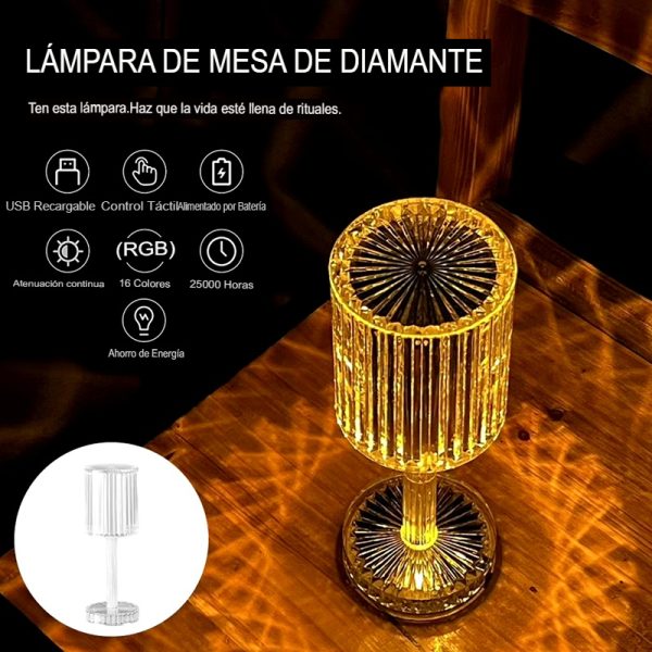 Lámpara de Mesa RGB con Control Táctil de tipo Cristal