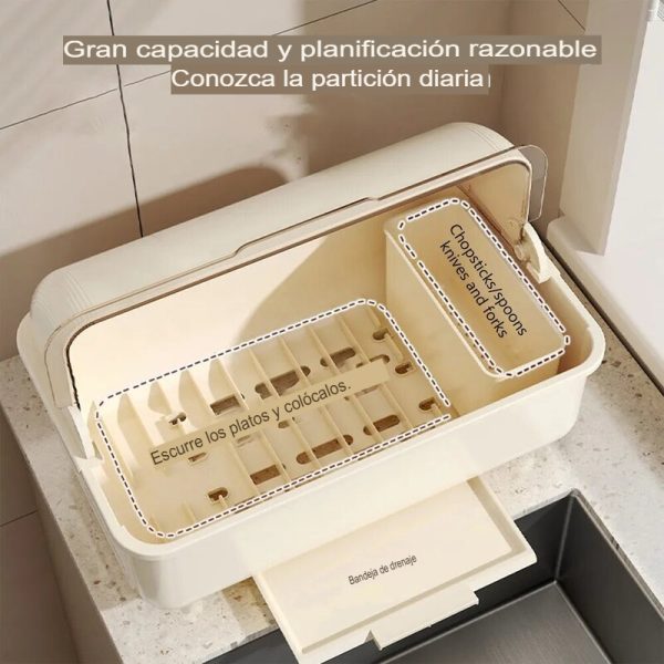 Organizador y Escurridor de Platos con Tapa