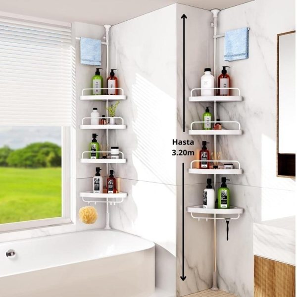 Organizador Estante Esquinero de Baño de 4 Niveles