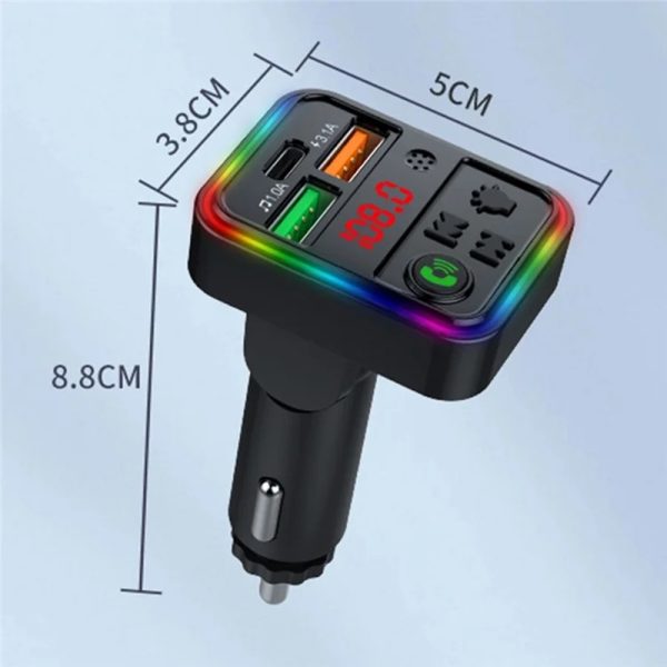 Cargador Carga Rapida Triple USB con Musica Bluetooth y Radio FM para Carro