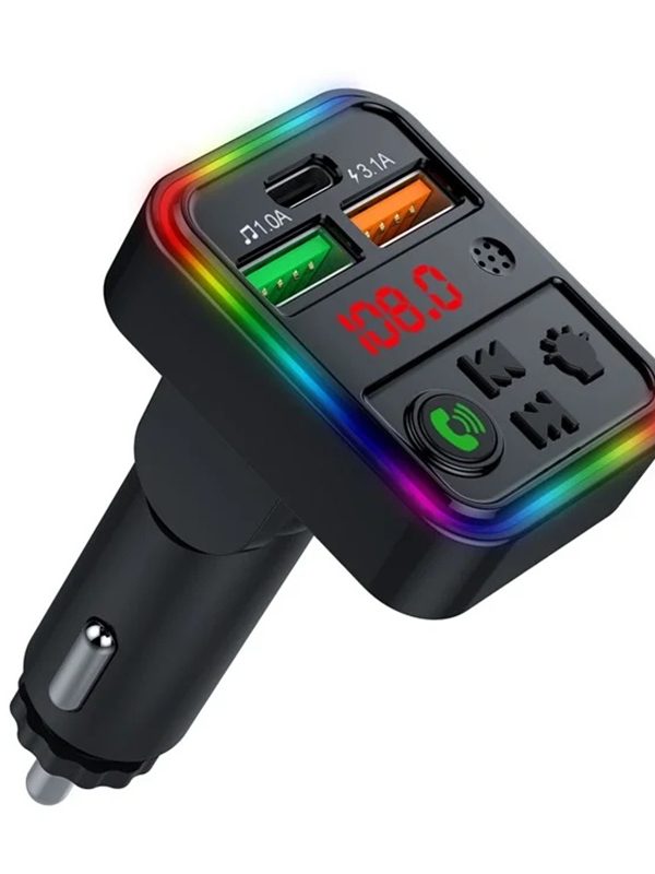 Cargador Carga Rapida Triple USB con Musica Bluetooth y Radio FM para Carro