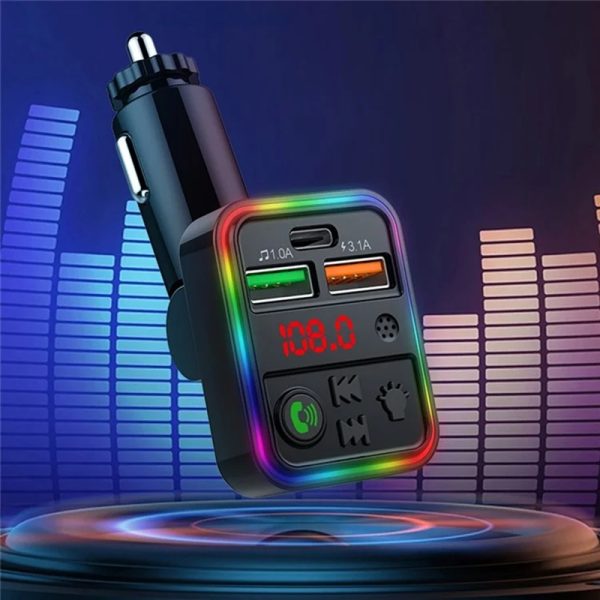 Cargador Carga Rapida Triple USB con Musica Bluetooth y Radio FM para Carro