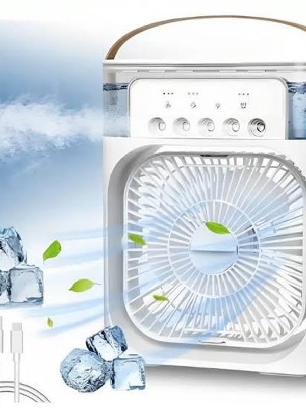 Ventilador Humidificador y Enfriador De Aire Portátil  con Luz LED 3 En 1