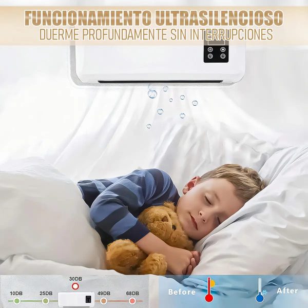 Aire Acondicionado/Calefactor Portátil de Pared 2 en 1 con Control Remoto
