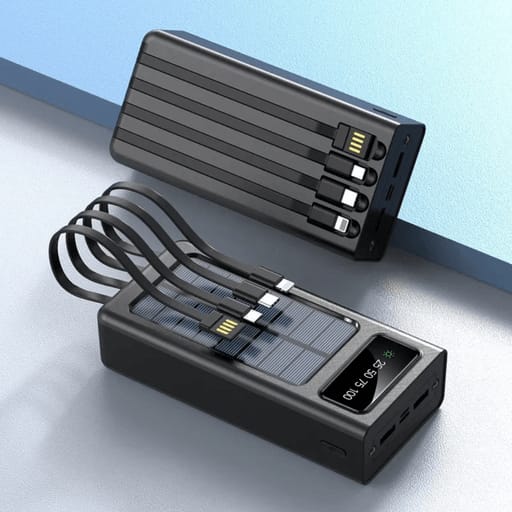 Banco de Energía Solar - POWER BANK con Linterna y 4 Conectores