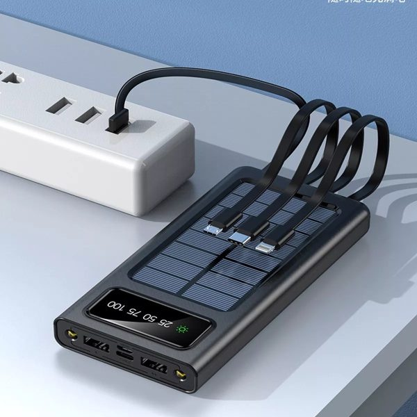 Banco de Energía Solar - POWER BANK con Linterna y 4 Conectores