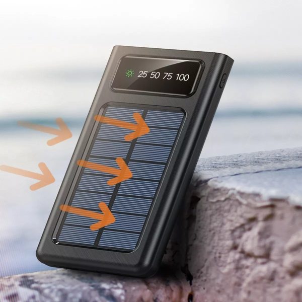 Banco de Energía Solar - POWER BANK con Linterna y 4 Conectores