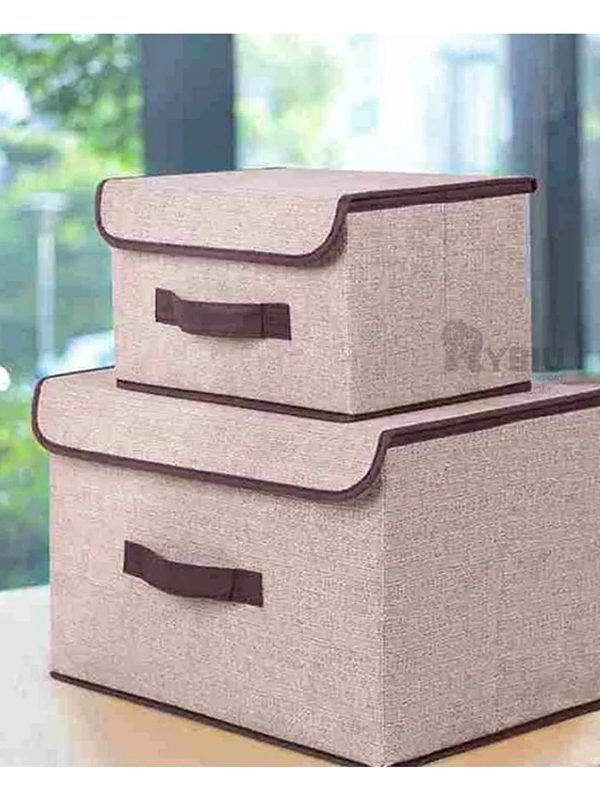 Set de 2 Cajas Cesta Organizadora y Almacenamiento de Ropa con Tapa Plegable