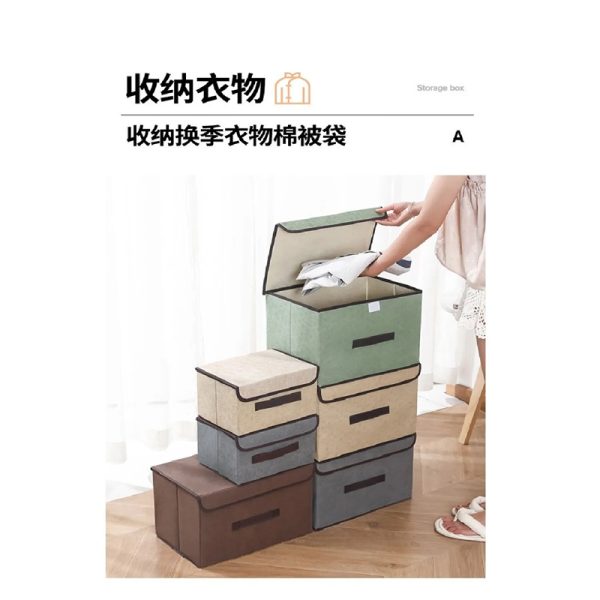 Set de 2 Cajas Cesta Organizadora y Almacenamiento de Ropa con Tapa Plegable