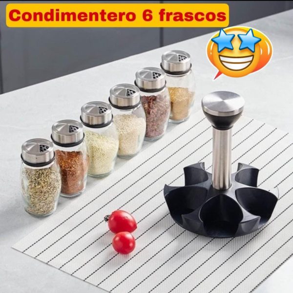 Condimentero Giratorio con 6 frascos de Vidrio