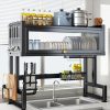 Escurridor Organizador de Platos de 2 Niveles con Tapa para Lavadero