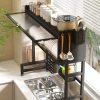 Escurridor Organizador de Platos de 2 Niveles con Tapa para Lavadero