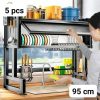 Escurridor Organizador de Platos de 2 Niveles con Tapa para Lavadero