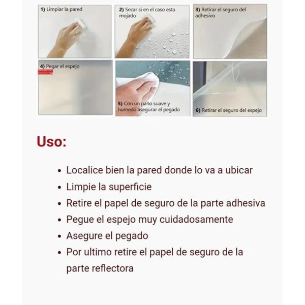 Espejo Flex Lamina Acrilico Adhesivo para Pared