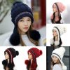 Gorro Tejido de Invierno con Pompón y Felpa Interior para Mujer