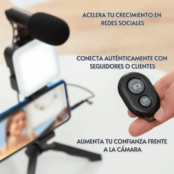 Kit de Grabación con Micrófono, Luz Led  y Trípode