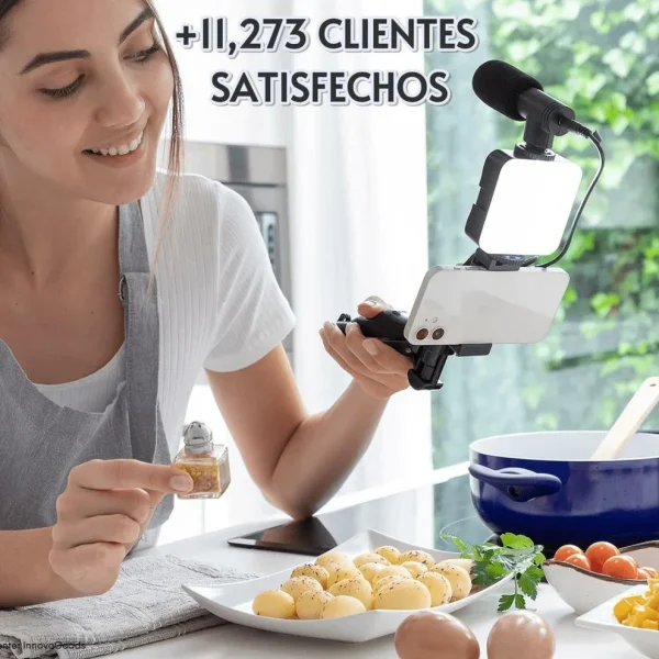 Kit de Grabación con Micrófono, Luz Led  y Trípode