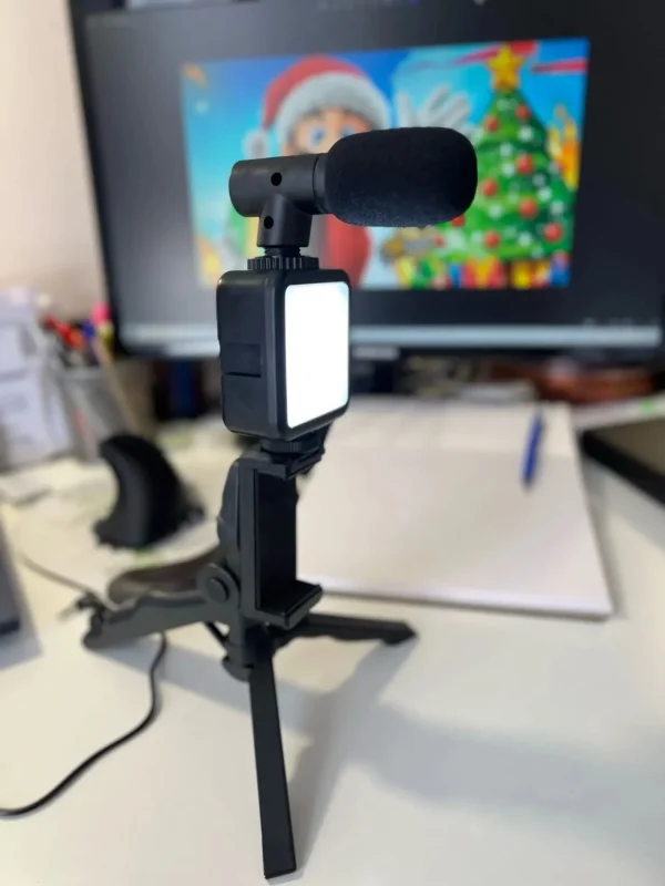 Kit de Grabación con Micrófono, Luz Led  y Trípode