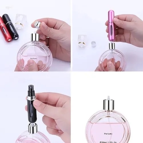 Mini botella de aluminio atomizador reciclable de perfume recargable
