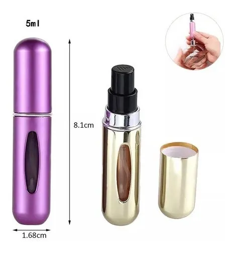 Mini botella de aluminio atomizador reciclable de perfume recargable