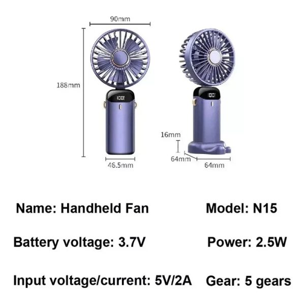 Mini Ventilador Portatil Plegable Recargable 5 Velocidades
