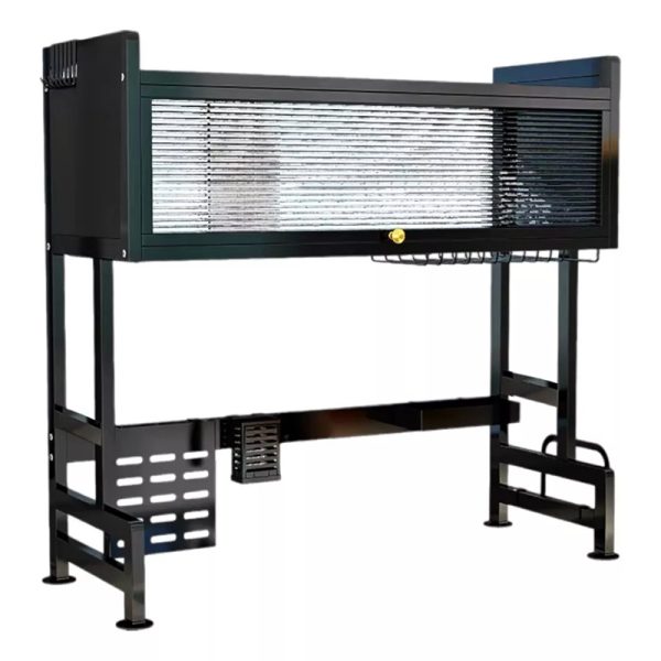 Escurridor Organizador de Platos de 2 Niveles con Tapa para Lavadero