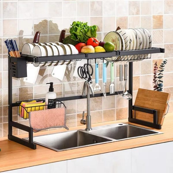 Organizador y Escurridor Inoxidable de Platos sobre Lavadero de 85 cm