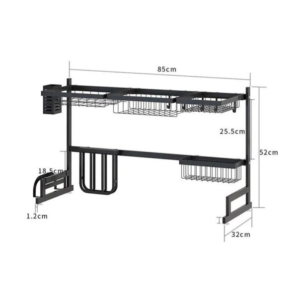 Organizador y Escurridor Inoxidable de Platos sobre Lavadero de 85 cm