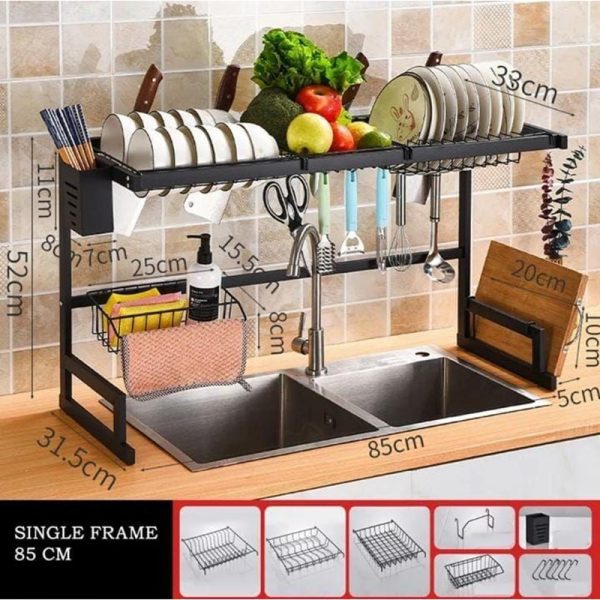 Organizador y Escurridor Inoxidable de Platos sobre Lavadero de 85 cm
