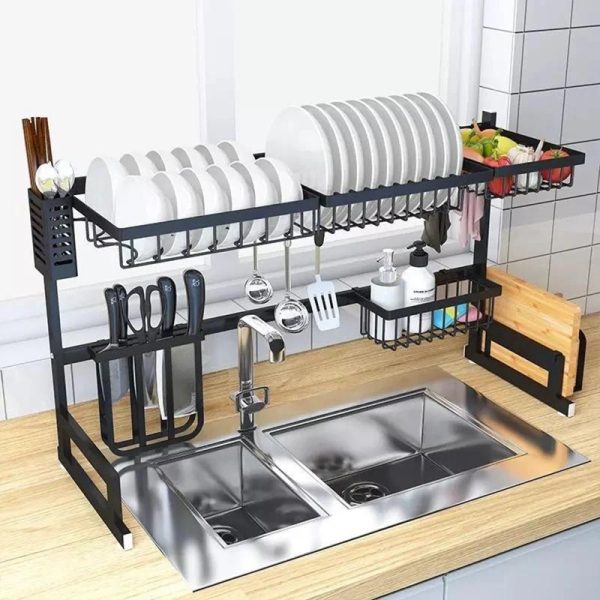 Organizador y Escurridor Inoxidable de Platos sobre Lavadero de 85 cm