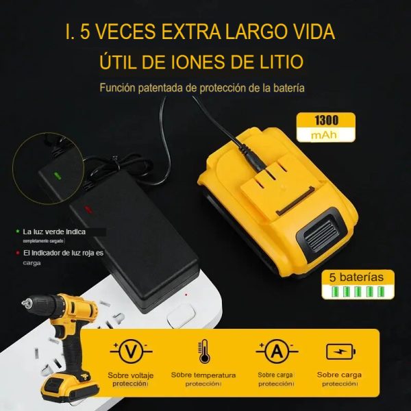 Taladro Destornillador Inalámbrico 180Vf Doble Batería