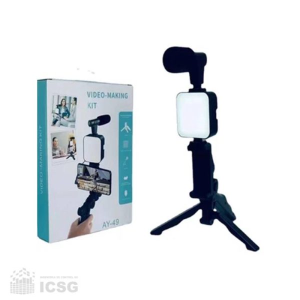 Kit de Grabación con Micrófono, Luz Led  y Trípode