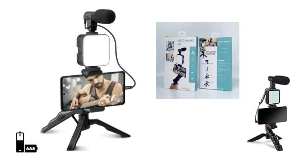 Kit de Grabación con Micrófono, Luz Led  y Trípode