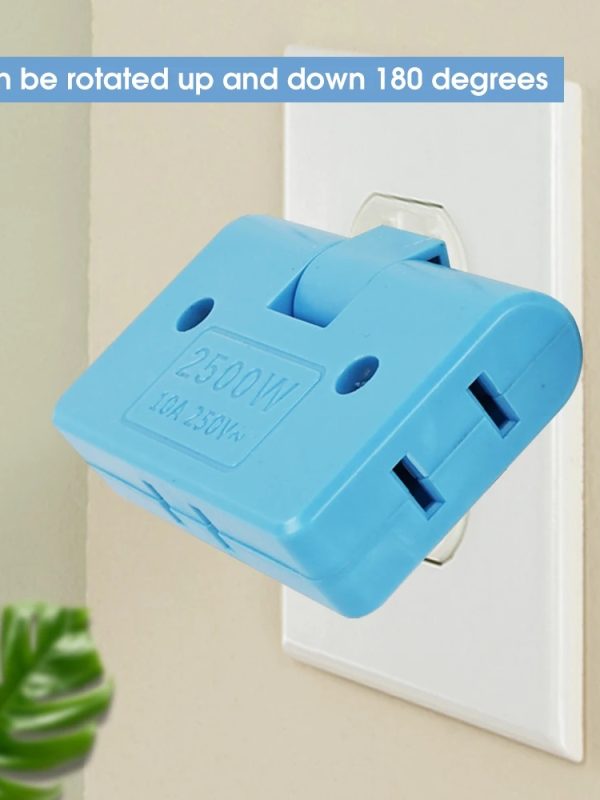 Adaptador-Triple-Enchufe-180-grados.jpg Adaptador Triple Enchufe Plano Giratorio 3 En 1 Conector
