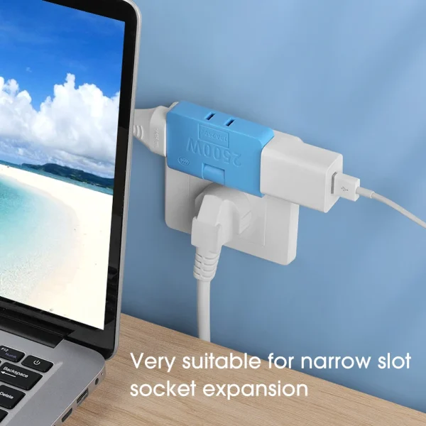 Adaptador Triple Enchufe Plano Giratorio 3 En 1 Conector
