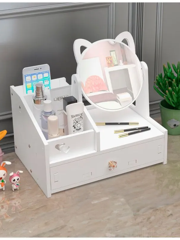 Caja Organizadora de Maquillaje con Espejo Gatito