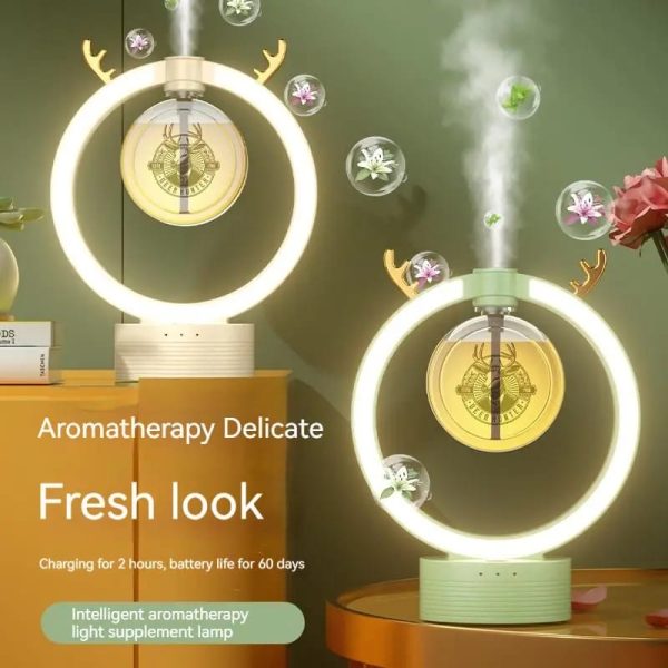 Humidificador y Difusor de Aceites Escenciales Circular con Aro de Luz Led