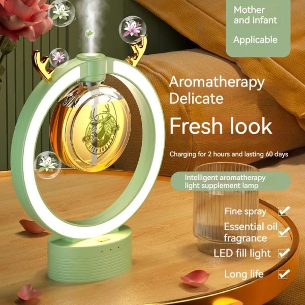 Humidificador y Difusor de Aceites Escenciales Circular con Aro de Luz Led